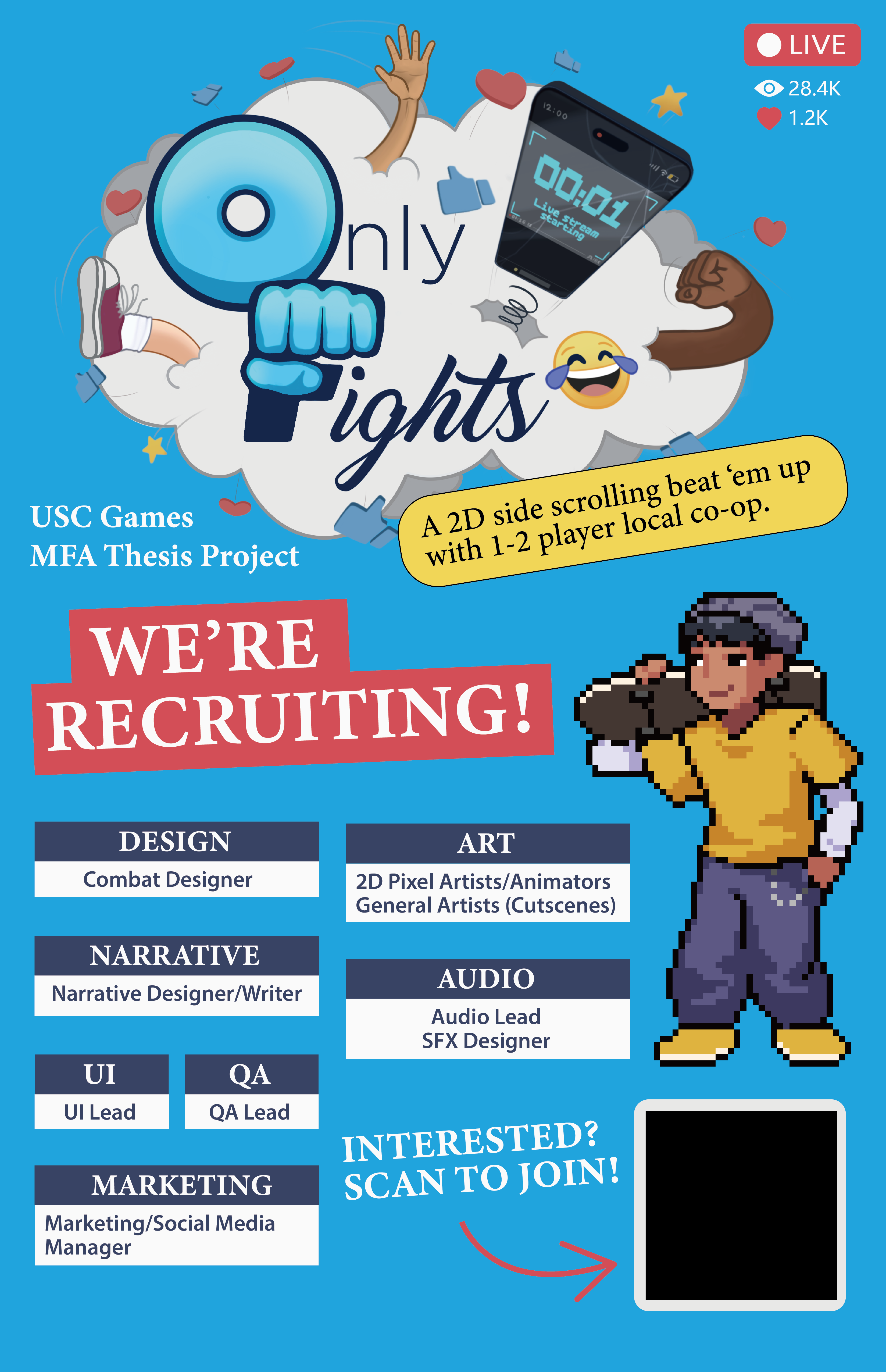 Only Fights recruitment poster for open development roles